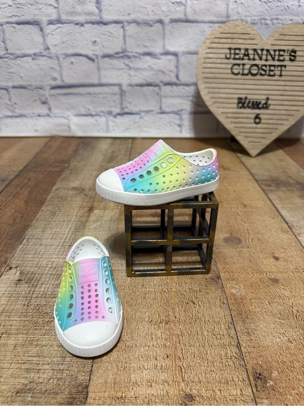Native Children's Girls' Toddler Rainbow Ombre Jefferson Slip-On Shoes C5